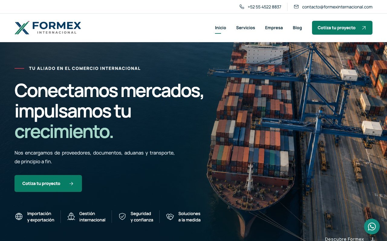 Vista previa del sitio de Formex Internacional